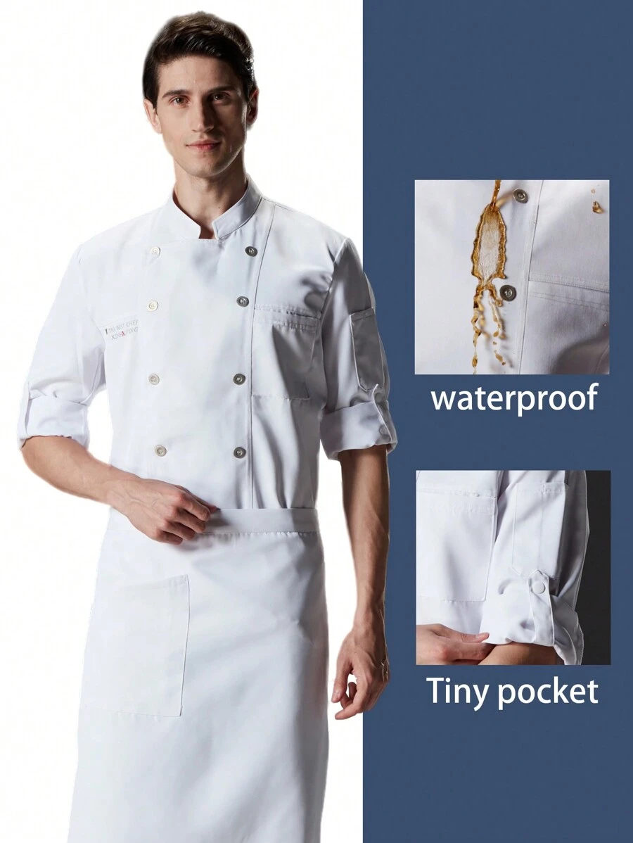 Premium Custom Chef Jacket, Waterproof And Dirt-Resistant, Wear-Resistant And Skin-Friendly, Classic Design, For Catering, Bakery, Hotel Kitchen, Restaurant, Cafeteria, Western Restaurant, Long Sleeve Chef Uniform, Unisex, Autumn, Winter, Spring - White - View 1