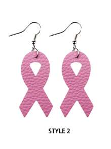 1pair/4pairs Breast Cancer Awareness Pink Ribbon PU Leather Earrings, Charity Event Donation Gift