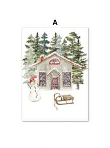 1PC Christmas Gallery Wall Set Nutcracker Winter Deer Snow Truck Posters Of Wall Art Canvas Print Picture Festive Holiday Home Decor No Frame - Multicolor - View 15