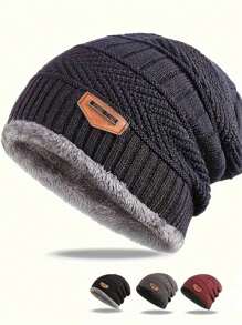 1pc Men's Beanie Hat, Thick Ear Protection Knitted Cap, Suitable For Outdoor Cycling In Autumn And Winter, Ideal Gift Choice, Fit For Slim People