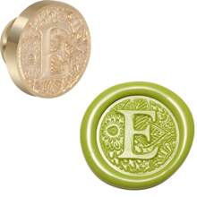 字母系列可拆卸黄铜蜡印章头、祝福和字母组合印章，用于装饰婚礼请柬、信封、节日贺卡和葡萄酒外包装 - 金色 - 查看 24