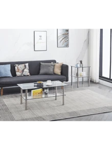 Clear Clear Glass Coffee Table, Tempered Glass Coffee Table For Living Room,Fiah