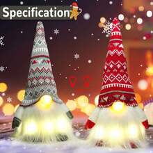 Bộ 2 tượng nhỏ trang trí Giáng sinh hình chú lùn có đèn LED, búp bê không mặt trang trí Giáng sinh, đồ trang trí cây thông Noel hình chú lùn Thụy Điển, đồ trang trí cây thông Scandinavia - Nhiều màu - Xem 5