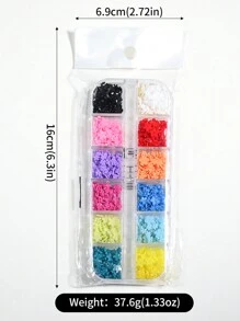 12格/盒 3D 亚克力小花美甲饰品，混合尺寸多色金银圆珠仿珍珠五瓣花美甲水钻装饰女士女孩 DIY 美甲饰品美甲宝石美甲用品指甲 - 彩色 - 查看 7