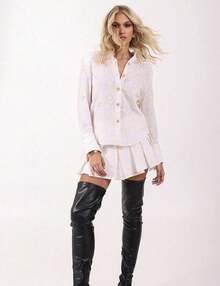 Labrava Seabed Pleated Mini Skirt - trắng - Xem 4