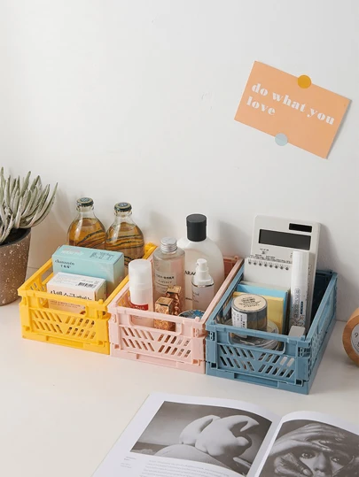 1个多功能可折叠收纳篮，塑料可折叠储物盒，适用于卧室、办公室、教室、浴室、书桌抽屉、厨房、化妆品、婚礼用品、花卉装饰、家居装饰、返校必备品