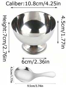 1 pieza Taza de acero inoxidable para helado, vaso para postre, tazón para ensalada de frutas, taza para aperitivos para el verano y vuelta al colegio
