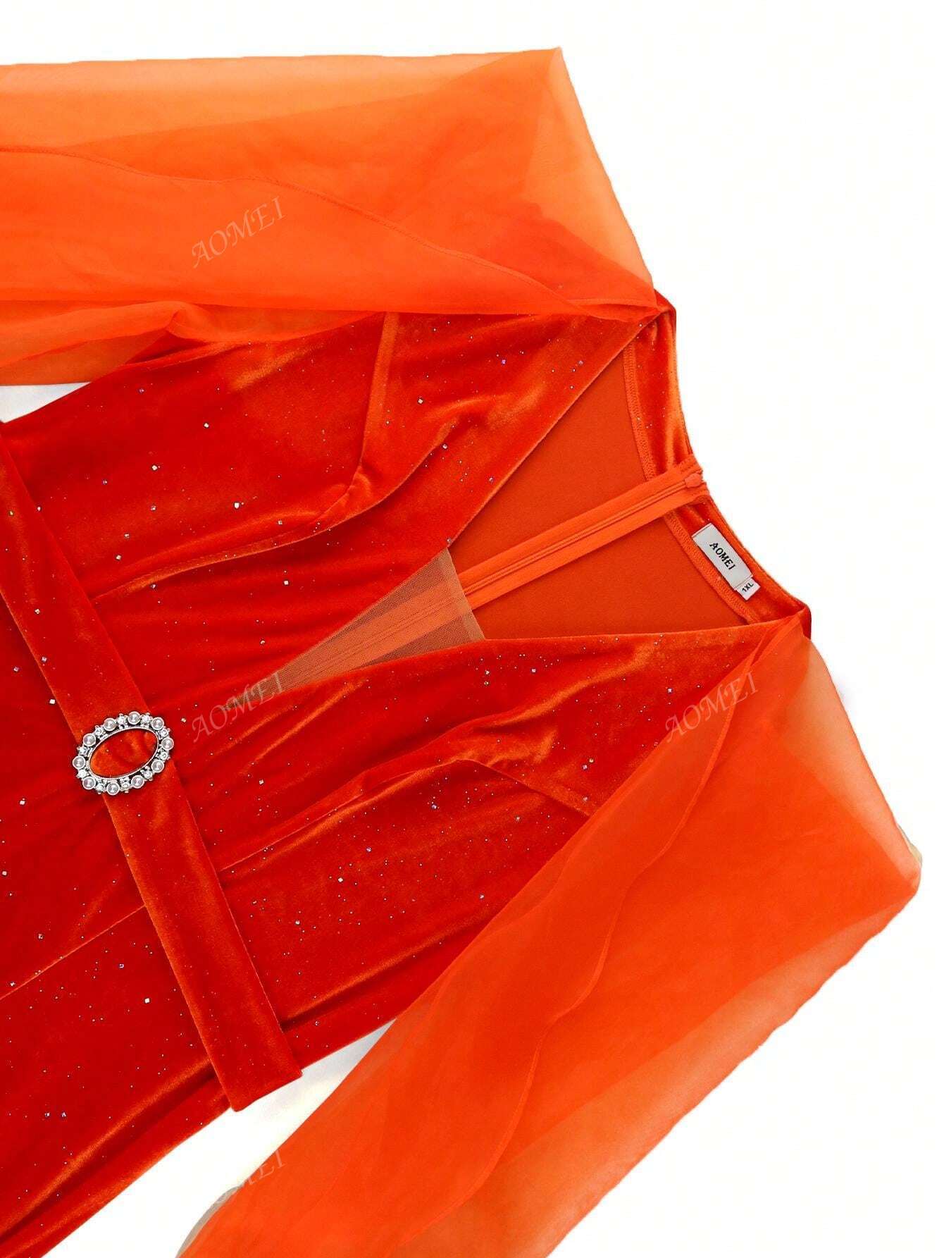 Korean Style Plush VNeck Volume Sleeve Party Cocktail Bodycon Dress