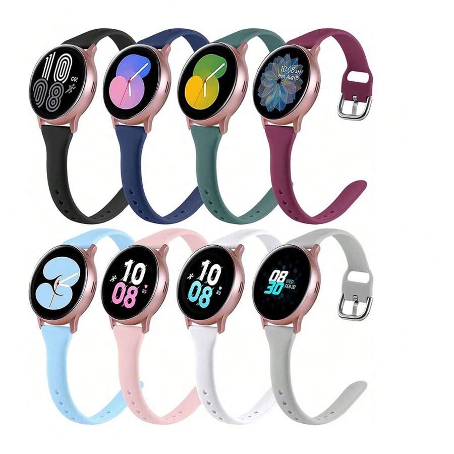 Pacote com 3 pulseiras finas compatíveis com Samsung Galaxy Watch 6 Band/Galaxy Watch 7 Band/Galaxy Watch 5 4 Band, Galaxy Watch 6 4 Classic/5 Pro/Watch 3/Active 2 Band, pulseira esportiva de silicone de 20 mm para mulheres e homens