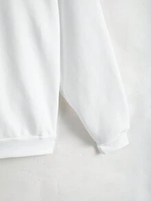 Women's Casual Drop Shoulder Warm Cotton Lined Pullover Sweatshirt, Loose Design With Graphic, Comfortable & Versatile For Autumn/Winter