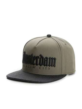 Gorra AMSTERDAM de color verde militar ajustable para hip hop, tipo snapback, para hombres, mujeres y adultos, para uso casual al aire libre, gorra de béisbol para el sol