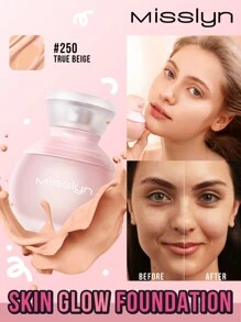 Misslyn Skin Glow Matte Foundation - 轻盈哑光防汗粉底液，控油全效遮瑕，隐形毛孔，防水防晕染，质地轻盈，适合Y2K妆容、派对、海滩、旅行、露营、户外活动、送礼、玫瑰时尚女孩、新年妆容、角色扮演、最佳旅行、假期、缤纷校园、学校、迷人氛围、中国新年，纯素，无动物实验 - 250真米色 - 查看 1