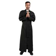 男士牧师服装 角色扮演 成人派对服装 中世纪牧师服装 - 黑色 - 查看 6