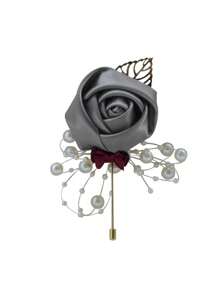 Corsage de boda floral de seda rosa, botonadura para el novio, pasador de ojal, botonadura para bodas, planificador de bodas, flor corsage de boda, flor de graduación (el número de cuentas es aleatorio) Mejores regalos, decoración de boda, decoración del hogar, decoración de la habitación, recuerdos de fiesta, novia, cumpleaños de graduación, decoraciones de fiesta - Blanco - Ver 18