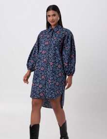 Short Caraíva Pequiá Tricoline Shirt - 藍色 - 查看 3