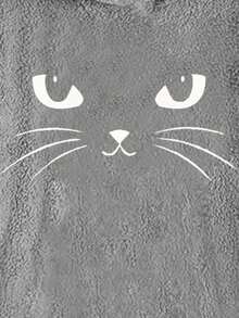 Women's Fashionable Solid Color Reversible Fluffy Cat Ear Hoodie,Long Sleeve Tops - Grey - View 3