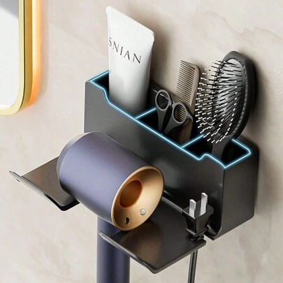 壁挂式吹风机支架，无需钻孔浴室吹风机收纳架家居浴室装饰浴室收纳秋季装饰返校