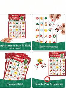 Juego de bingo navideño de 38 piezas, con 24 tarjetas de bingo para adultos, juego navideño para eventos, fiestas familiares, Navidad - Multicolor - Ver 4