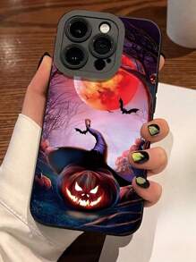1 Ốp điện thoại TPU chống rơi hình đèn bí ngô Halloween phù thủy mắt thiên thần tương thích với iPhone/11,15PROMAX,14PROMAX/Galaxy/SAM/Honor X6A,X7B,X8B/Note13pro/12C - màu đen - Xem 1