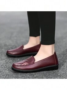 Damen bequeme Frühling/Herbst PU-Leder Ballerinas mit bestickter Verzierung, wasserdicht, atmungsaktive weiche Sohle Loafer für den Valentinstag