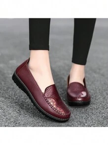 Damen bequeme Frühling/Herbst PU-Leder Ballerinas mit bestickter Verzierung, wasserdicht, atmungsaktive weiche Sohle Loafer für den Valentinstag