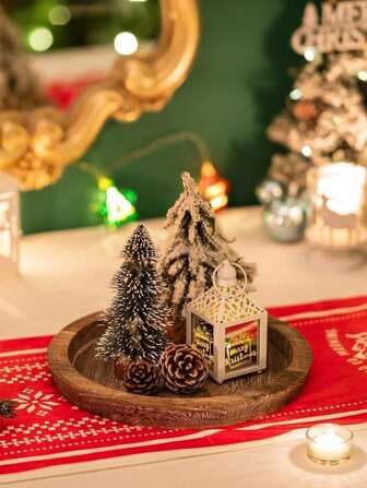 1 件复古木制托盘，圆形香薰蜡烛托盘，浴室配件木制储物托盘，装饰展示托盘，圆形托盘，乡村风格木制托盘，圣诞装饰托盘，复古家居厨房甜点托盘，房间装饰托盘