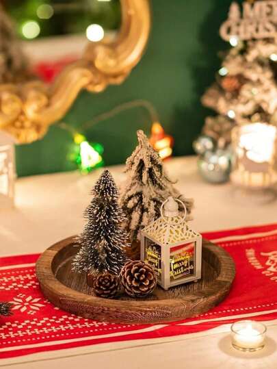 1 件复古木制托盘，圆形香薰蜡烛托盘，浴室配件木制储物托盘，装饰展示托盘，圆形托盘，乡村风格木制托盘，圣诞装饰托盘，复古家居厨房甜点托盘，房间装饰托盘