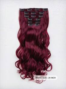 Clip In Synthetic Hair Extensions Long Wavy , Hair Extensions Clip In Hair Extensions22 Inch,Red Color