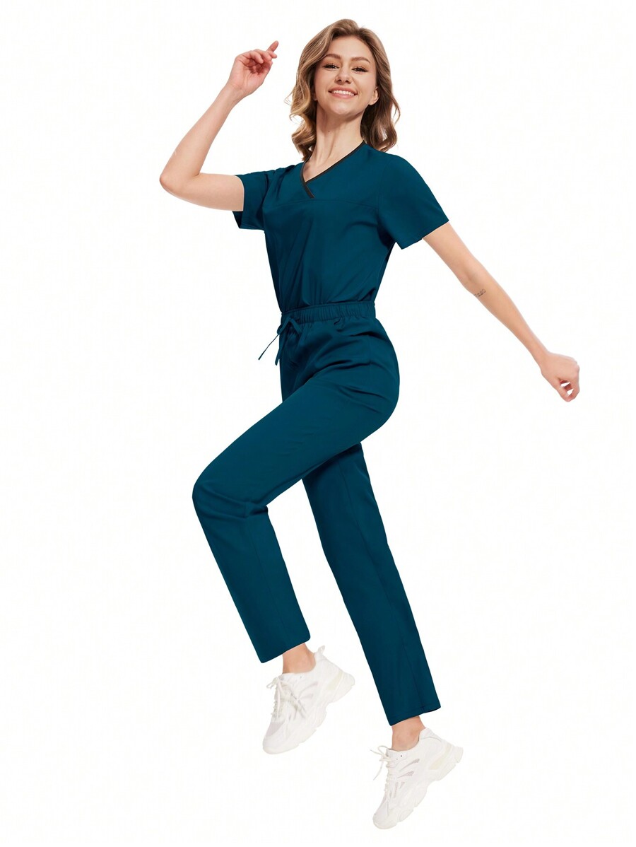 Hospital Working Scrubs Set Operating Room Scrubs Uniform Top+Pants