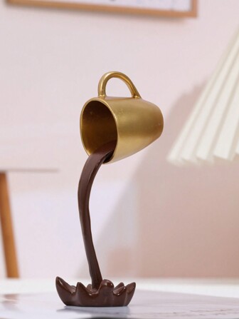 1 件漂浮咖啡杯设计装饰工艺品，现代树脂装饰物，适合家居装饰最佳礼物