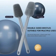 1件装硅胶马桶刷家用无盲点清洁刷可拆卸长柄马桶刷透气防漏平头软毛快干 - 一個裝 - 查看 7