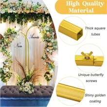 Boog Achtergrond Stand Ballon Boog Stand Stabiel Metaal Goud Bruiloft Boog Frame Voor Ceremonie Verjaardagsfeest Bruidsdouche Banket Decoratie Valentijnsdag, Kerstmis