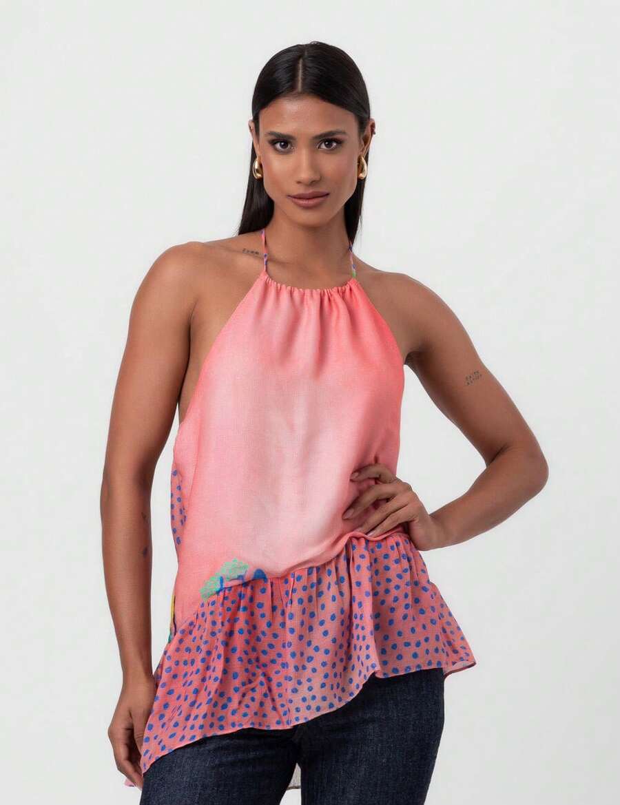 Sweet Tip Gauze Blouse In Tangerine Pequiá - 淺粉色 - 查看 1