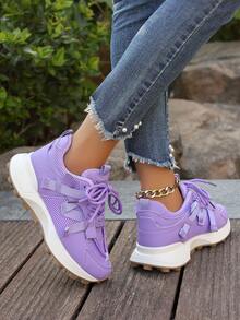 女士时尚新款百搭休闲运动鞋 - 紫色 - 查看 1