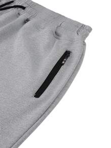 3 Pcs Mens Jogger Sweatpants With Drawstring Zipped Pockets Athletic Track Pants For Gym Running Workout - Black+Lightgrey+Khaki - View 9