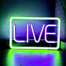 1 pieza Letrero de neón LIVE - 29x18.5cm (11.4x7.28in) USB & Caja de batería Alimentación dual Luz LED Multicolor Streaming/Gamer Letrero de neón LED Live Air - Letrero de grabación - Decoración de estudio, pared, dormitorio, sala de juegos Letrero LED cuadrado - Multicolor - Ver 9