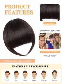 nimoki 刘海发夹刘海合成法式刘海发夹易于使用人造刘海夹式刘海法式刘海带鬓角假发弧形刘海适合日常佩戴 - 間色 - 查看 4