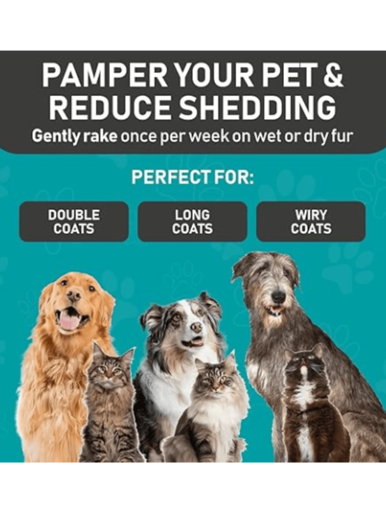 Pet Grooming Rake - Double-Sided Shedding, Hair Removal Bottom Rake ...