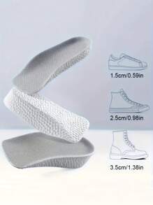 1pair Unisex 2.5cm Height Increase 3/4 Length Cushion Insoles, Non-Bulky, Shock Absorbing And Comfortable, Suitable For Sneakers, Sports Shoes, Casual Shoes And More