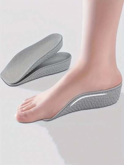 1pair Unisex 2.5cm Height Increase 3/4 Length Cushion Insoles, Non-Bulky, Shock Absorbing And Comfortable, Suitable For Sneakers, Sports Shoes, Casual Shoes And More