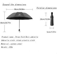 1 pieza Paraguas de viaje plegable automático a prueba de viento y agua de unicolor para escuela, oficina, hogar, verano, playa, viajes, regalos para damas de honor, decoración de habitación, playa, viajes, para hombres, para mujeres, vacaciones en la playa, verano, vacaciones, artículos esenciales de viaje - Multicolor - Ver 3