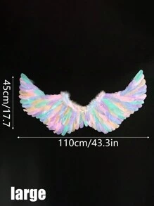3 件/套人造羽毛白色天使和黑色天使翅膀、头带和魔杖角色扮演道具套装，适合舞台表演、时尚摄影和装扮派对，男女通用万圣节天使光环舞会 - 彩色 - 查看 37
