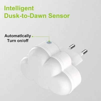 BABYLIYA Molnformad fotocellssensor LED ABS nattlampa, mörk belysning, sovrum, hall, korridor, badrum extra belysning