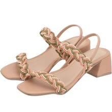 Women's Braided Block Heel Sandal - Màu be - Xem 1