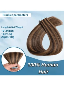 10-24英寸钢琴色真人发接发，柔顺直发，无缝隐形发片，20片/套 - S4/27 - 查看 4