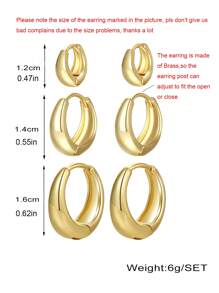 3 pares de pendientes de aro geométricos redondos y abiertos de moda europeos y americanos con círculos y estrellas de aleación de cobre, para mujeres, regalo para festivales y uso diario