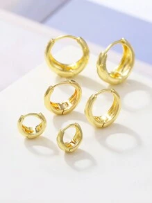 3 pares de pendientes de aro geométricos redondos y abiertos de moda europeos y americanos con círculos y estrellas de aleación de cobre, para mujeres, regalo para festivales y uso diario
