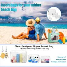 3 Packs Clear  Beach Tote Bag With 2 Pack Insert Hooks Accessories For Bogg Bags Travel Makeup Clean Toiletry Brush Organizer Cosmetic Divider Storage Inner Pouch - 無色 - 查看 7