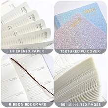 1Pc 2025 A6 Agenda Book Colorful Portable Travel Pocket Book Cute Planner Leather Notebook Self-Discipline Punch Card Small Notepad For Students - Multicolor - View 5