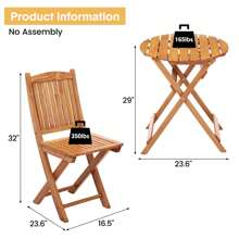 3 Pieces Outdoor Patio Bistro Set,Outdoor Folding Table And Chairs,Patio Furniture Sets With Folding Patio Round Table And Chairs,Bistro Table And Chairs Set For Garden,Backyard,Balcony,Porch